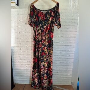 Floral jumpsuit elastic waist comfortable, cute, and versatile!